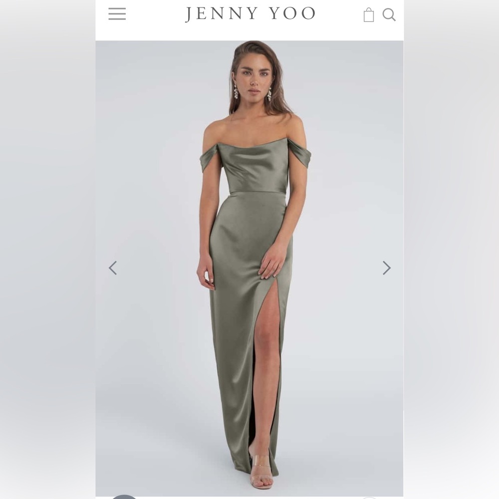 Jenny Yoo Strapless Satin Dress - Olive